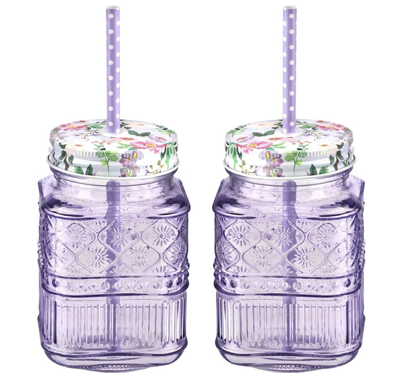 3”D x 5.5”H LED Purple Indoor/Outdoor Frosted Mason Jar - Set of 3